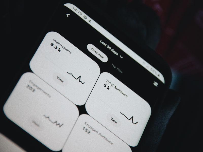 Analytics dashboard on a smartphone