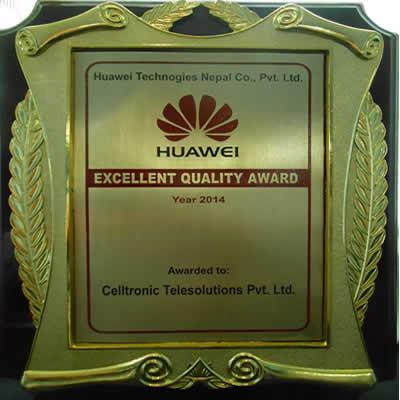 Huawei Excellent Quality Award 2014 presented to Celltronic Telesolutions